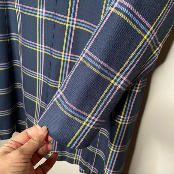 Talbots Plaid Swing Coat, all weather, navy, size S - Picture 8 of 10